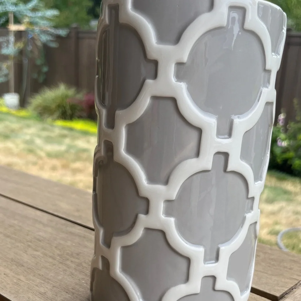 Modern Gray and White Geometric Vase